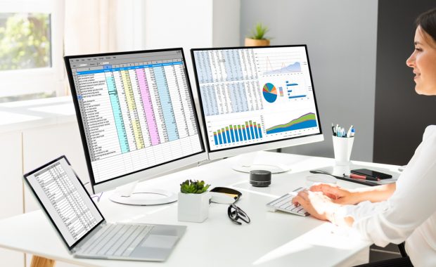 Woman tracking expenses