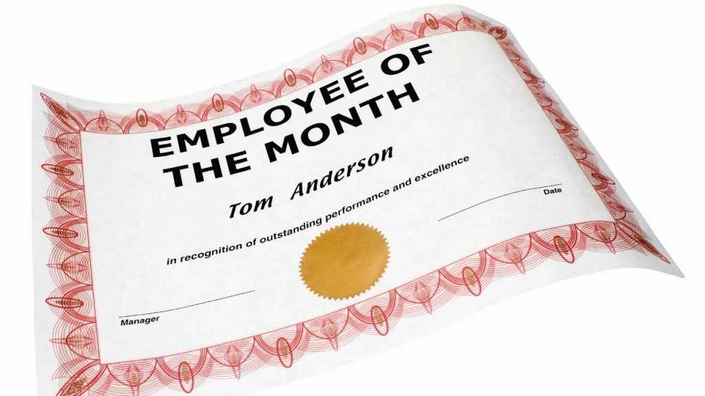 employee of the month certificate