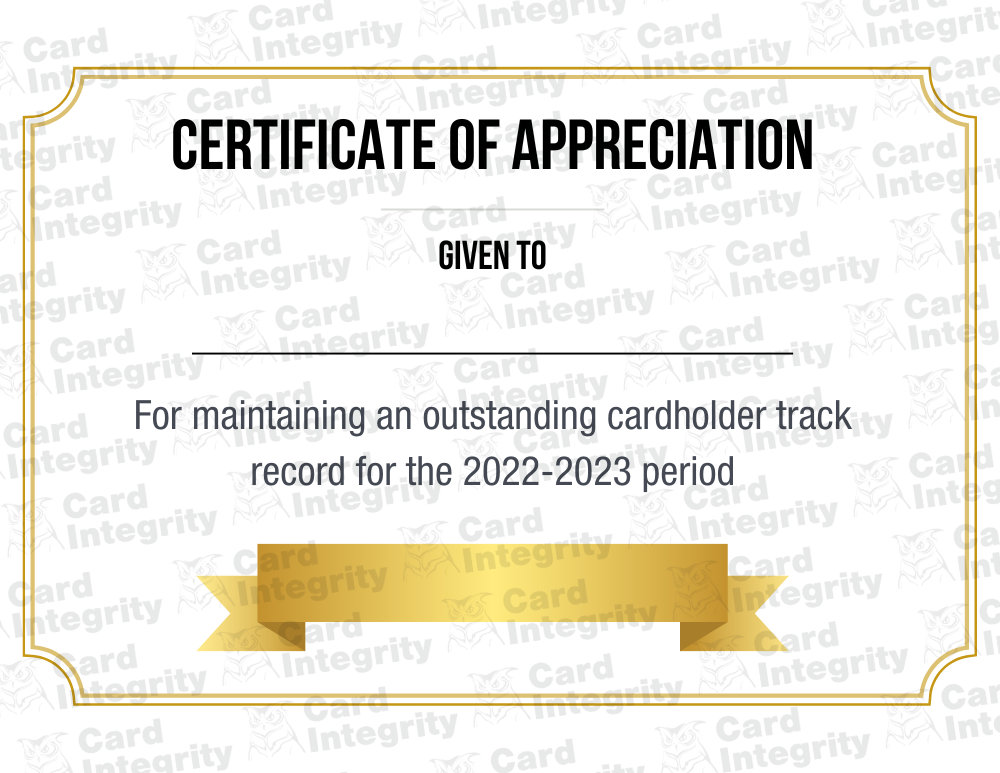 good cardholder behavior printable certificate