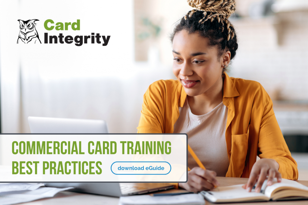 Woman doing an online cardholder training course.
