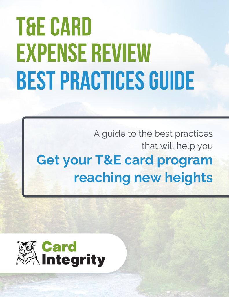 The front cover to Card Integrity's "T&E Card Expense Review Best Practices eGuide"